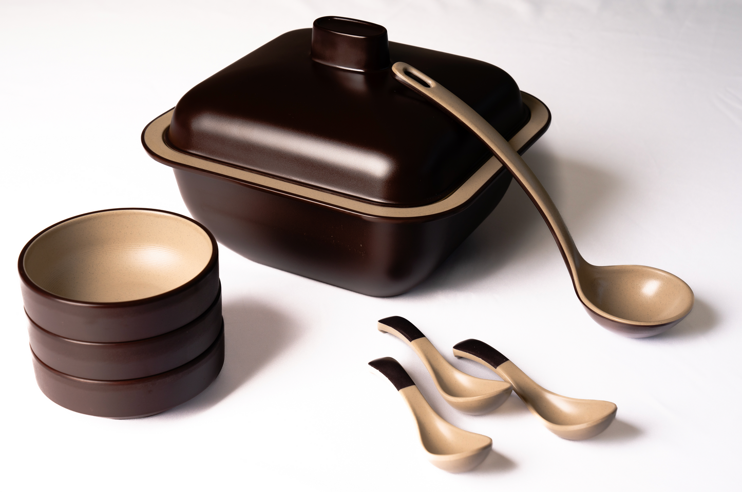 Elegant Dark Brown Melamine Soup Set