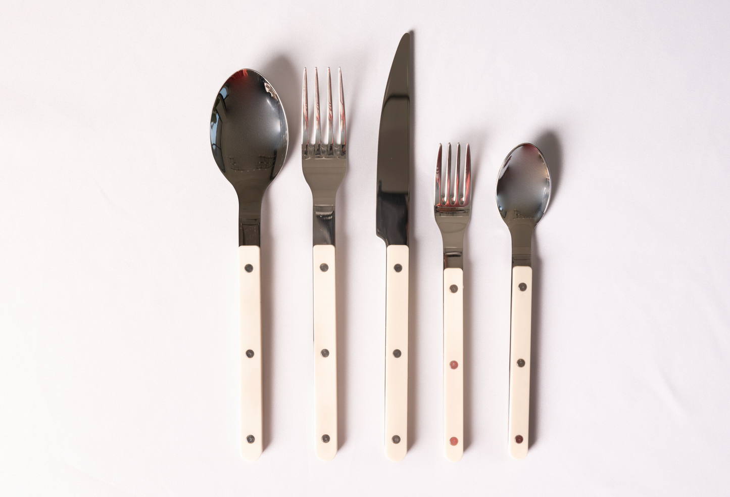 White & Silver Stainless Steel Cutlery Set
