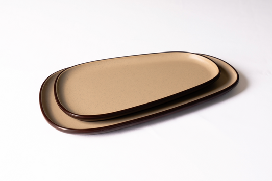 Sandy Melamine Trapezoidal Plate Set